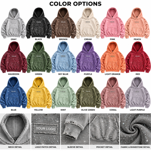 Sudadera con capucha extragrande de invierno personalizada, con efecto desgastado, pedrería y lentejuelas, de algodón, bordada, ecológica, superventas - Product Image 6
