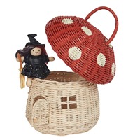 Panier en rotin rouge fait main pour rangement, vente en gros, écologique, fabriqué au Vietnam, prêt à être expédié