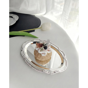 Plato de Metal con Acabado Plateado, Forma Ovalada, Hecho a Mano, para Accesorios de Cocina, Platos y Bandejas Decorativas - Product Image 3