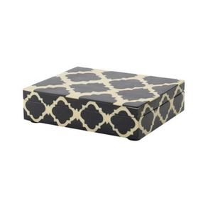 Boîte en bois décorative noire faite à la main en os de luxe pour la décoration de la maison et de la table Emballage de boîtes à bijoux indiennes - Product Image 1