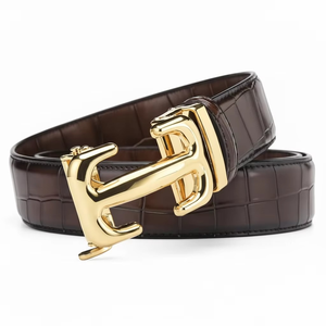 Cinturones de Cuero Genuino para Hombre, Casuales y de Vestir, con Hebilla Clásica de Aleación, Cinturones de Cuero Genuino de Lujo para Hombre - Product Image 1