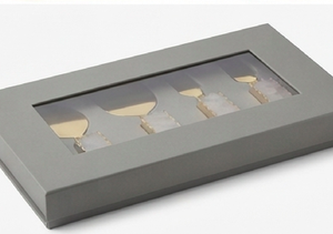 Ensemble élégant de couteaux à fromage dorés avec manches en bois, couverts en acier inoxydable pour service de fête et usage domestique - Product Image 6