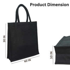 Sac à provisions en jute noir taille personnalisée avec tissu teint de marque privée pour la promotion des entreprises utilisation de la mode et acheteur en gros budgétaire - Product Image 3