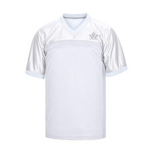 Men's White American Football Jersey V-Neck Short Sleeve Breathable Mesh Polyester Custom Team Uniform Adult Regular Fit - Product Image 3