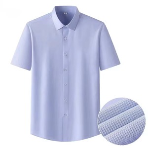 Men's Casual Formal Long-Sleeved Single Breasted Button Collar <b>Patchwork</b> Twill Quick Dry Sustainable 100% Cotton Spring - Product Image 3