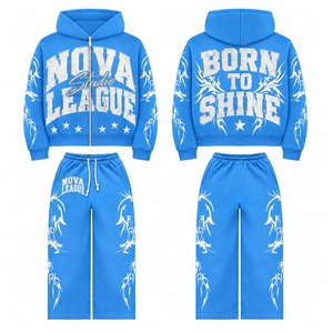 Conjunto Deportivo Personalizado al por Mayor para Hombre, Ligero, de Forro Polar, Impermeable, 100% Algodón, Sudadera con Cremallera Completa, Pantalones Deportivos Anchos y Holgados, 2026 - Product Image 4