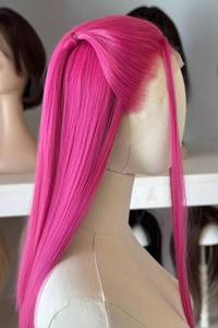 Peluca de Cabello Remy Brasileño Premium, Lisa, Color Rosa, con Partidura Natural, Sensación Ligera, Construcción de Doble Trama a Máquina - Product Image 3
