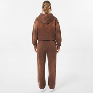 Ensemble de survêtement de maternité pour femme, style streetwear à capuche, extensible dans quatre directions, avec pantalon de jogging de grossesse, effet vintage et délavé à l'acide, pour l'hiver - Product Image 4