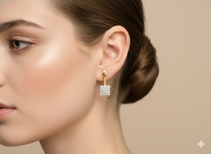 Pendientes con Corte Princesa y Diamantes Redondos para Mujer, Diamantes Naturales y Cultivados en Laboratorio - Product Image 2