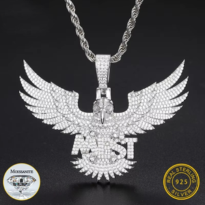 Colgante de Plata de Ley 925 con Diamantes de Moissanita de Alta Calidad, Estilo Águila, Personalizado con Letras, para Hombre y Mujer - Product Image 2