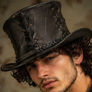 2026 Leather Bucket <b>Hat</b> <b>Men</b> Streetwear Fashion <b>Hats</b> Genuine Leather <b>Hats</b> Casual Newsboy <b>Hat</b> for <b>Winter</b> Outdoor Wear Customized - Product Image 3