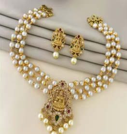 Elegante y Lujoso Juego de Perlas Clásicas para Boda, Joyería de Latón Chapado en Oro con Kundan, Joyería de Moda Nupcial - Product Image 2