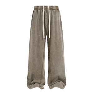 Mens Vintage Washed Wide Leg Sweatpants Relaxed Fit Jogger Pants Heavyweight Cotton Streetwear Trousers OEM ODM - Product Image 4