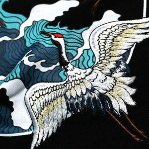 Camisa Formal de Hombre con Bordado de Grúas, Manga Corta, Verano, Transpirable, de Algodón Tejido, Diseño Personalizado - Product Image 3