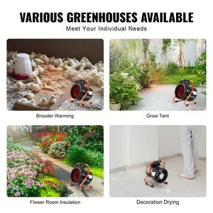 Stufa Elettrica Portatile da 1500W per Serre e Piccole Tende da Coltivazione, Riscaldamento Rapido con Protezione dal Surriscaldamento, 2 Velocità - Product Image 4