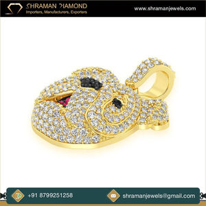 SHRAMAN JEWELS Colgante de Plata 925 Bañado en Oro con Moissanita y Diamantes, Diseño Personalizado de Cara de Bulldog Adorable, Estilo Hip Hop, Dijes para Collar - Product Image 4