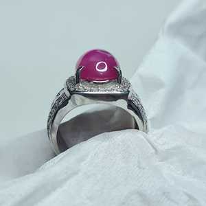 Anillo de Plata con Rubí Estrella Birmano Natural, Hecho a Mano, con Gema de Mogok, Myanmar, Plata de Ley 925, Joyería de Lujo para Hombre - Product Image 3