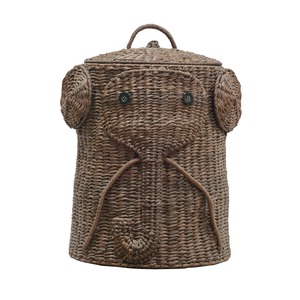Elephant Shape <b>Plant</b> Fiber Storage <b>Basket</b> Wicker Organizer with Lid <b>for</b> Bedroom Bathroom Kids Room - Product Image 3