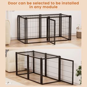 Cuccia per Cani Nera a Tinta Unita 120 cm, Gabbia per Animali Domestici da Interno, Box per Cuccioli con Tetto per Cani di Piccola e Media Taglia 56x61x61 cm - Product Image 2