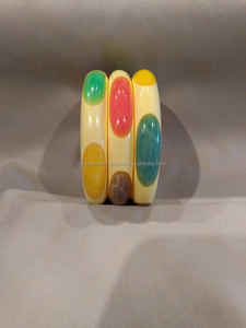 Highly Polished Customized Handcrafted Cufflink Vintage Style Fashion Resin Joint <b>Bangle</b> for Women From India - Product Image 2