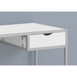 Scrivania Moderna Contemporanea da 42 Pollici per Ufficio Domestico con Cassetti Portaoggetti, Laminato Bianco e Metallo Nero per Lavoro con Laptop - Product Image 3