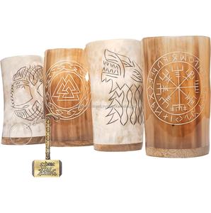 แก้ววิสกี้ทรงเขาสัตว์ แก้วน้ำทรงเขาสัตว์แบบสั้น สั่งทำโลโก้ได้ สำหรับงานปาร์ตี้ บาร์ วัสดุออร์แกนิค ทำด้วยมือ สไตล์โบราณ ลายเลียนแบบ - Product Image 2