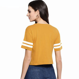 T-shirts courts en coton respirant de qualité supérieure pour femmes, à manches courtes, couleur unie, style streetwear, avec logo personnalisé - Product Image 6