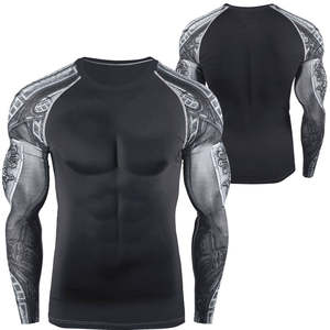 Custom BJJ <b>MMA</b> <b>Rash</b> <b>Guard</b> Short Sleeve Breathable Silk Screen Printed Anti-UV Quick Dry Spandex/Polyester 180g Gym Workout for - Product Image 3
