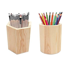 Portalápices de Madera Multiusos para Escritorio, Organizador de Oficina y Material Escolar con 2 Compartimentos Divididos, Porta Dibujos a Color - Product Image 4