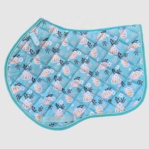 Coussinets de selle en Satin sublimés, beaux coussinets de selle de Dressage bleus Numnah Euro Cavall - Product Image 1