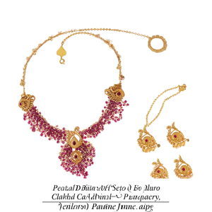 Ensemble de bijoux de mariée au design paon, collier et boucles d'oreilles plaqués or, bijoux fins - Product Image 2