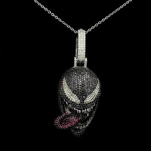Pendentif Masque Venom Hip Hop Personnalisé en Argent Sterling 925 Émail Noir Moissanite, Breloque de Collier Sertie de Moissanite, Bijoux de Luxe pour Hommes pour Fêtes - Product Image 3