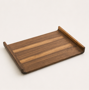 Plateau décoratif en bois de noyer massif artisanal de qualité supérieure, planche à découper, plateau rectangulaire de luxe pour aliments avec poignée incurvée ergonomique - Product Image 3
