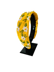 Nouveaux serre-têtes élégants perlés à fleurs et perles pour femmes et filles, faits à la main, larges, en tissu, couleur et logo personnalisables, légers et confortables - Product Image 5