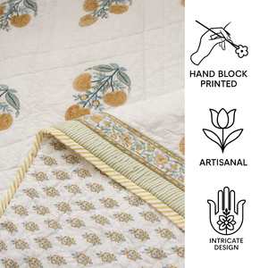 Parure de lit de luxe en coton 300 fils, imprimée pigmentairement, motif floral Jaipur, écologique, durable, toutes saisons, réversible, lavable en machine - Product Image 4