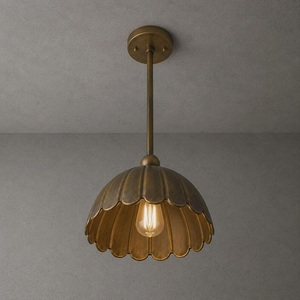Brass Pendant Light Scalloped Shade Contemporary Ceiling Lamp Indoor Dining Room Decor Modern Interior Lighting - Product Image 4