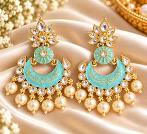 Boucles d'oreilles pendantes en émail, laiton plaqué or, perles, motif floral, bijoux tendance pour femmes, cadeau - Product Image 3