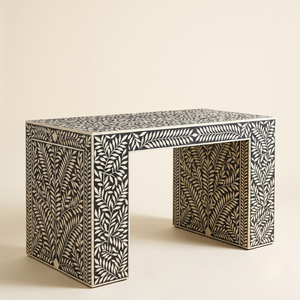 Mesa Consola de Madera Maciza con Incrustaciones de Hueso de Lujo, Mesa Moderna para Entrada de Apartamento, Mueble Decorativo para Sala de Estar - Product Image 1