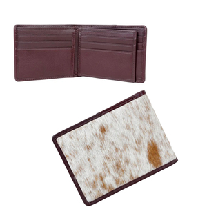 Portefeuille en cuir de vachette véritable de haute qualité pour homme, portefeuille en cuir à poils, portefeuille fin fait main, portefeuille bifold en cuir naturel - Product Image 5