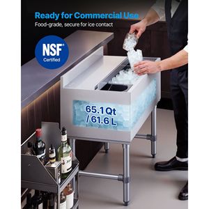 Contenitore per Ghiaccio Commerciale in Acciaio Inox con Coperchio Scorrevole, Capacità Massima 65,1 Qt, 24 X 19 X 33 Pollici, Vasche per Bevande con Portabottiglie - Product Image 2