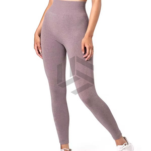 Vente directe usine – Ensemble de yoga 2 pièces pour femme, taille haute unie, élastique, respirant, écologique, avec logo frontal, en Spandex/Polyester - Product Image 4