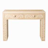 Table console moderne Belladec BI-WT249 en os incrusté, artisanale, écologique et personnalisable pour le salon