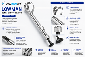 Lowman Orthopedic Bone Holding Clamps Stainless Steel Reusable ZETOMEDPRO CE Certified Class I <b>3</b>-Year Warranty - Product Image 5