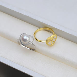 Juego de Joyería de Plata S925 Hecha a Mano, Accesorios de Moda para Mujer, Pendientes, Anillo y Colgante con Forma de Corazón Esmerilado, Joyería de Perlas 1362 - Product Image 3