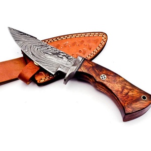 Cuchillo Bowie de Acero Damasco Recto de 10 Pulgadas, Hecho a Mano, de Grado Industrial, con Mango de Madera y Funda de Cuero Puro, ODM/OEM - Product Image 6