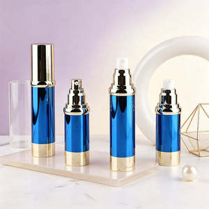 Flacon de soin pour émulsion électroplaqué bleu avec fenêtre de visualisation supérieure et distributeur sous vide, mécanisme 15ML30ML50ML, nouveau modèle - Product Image 3