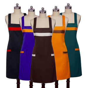 Wholesale <b>Aprons</b> Custom logo Embroidered Restaurant Kitchen Waiter Double Pockets Adjustable Waterproof <b>Work</b> Clothes <b>Apron</b> - Product Image 3