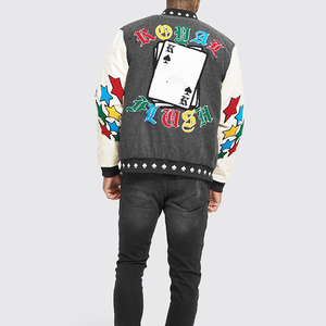 แจ็คเก็ตเบสบอลวิทยาลัยและมหาวิทยาลัยแบบออนไลน์ขายดี ดีไซน์สวยงาม น้ำหนักเบา ปักลายตัวอักษร สำหรับผู้ชาย - Product Image 6