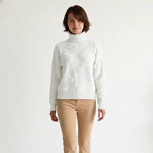 Cárdigan de Invierno para Mujer, Personalizado, con Cuello en V, Anti-Pilling, Anti-Arrugas, Jacquard, Manga Larga, Tejido Cálido, Informal, de Nailon, Suave - Product Image 1