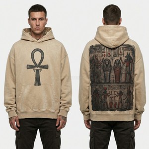 Sweat à capuche homme rouge cramoisi délavé à l'acide, broderie personnalisée motif couronne, streetwear, pull en molleton épais, fabricant - Product Image 6